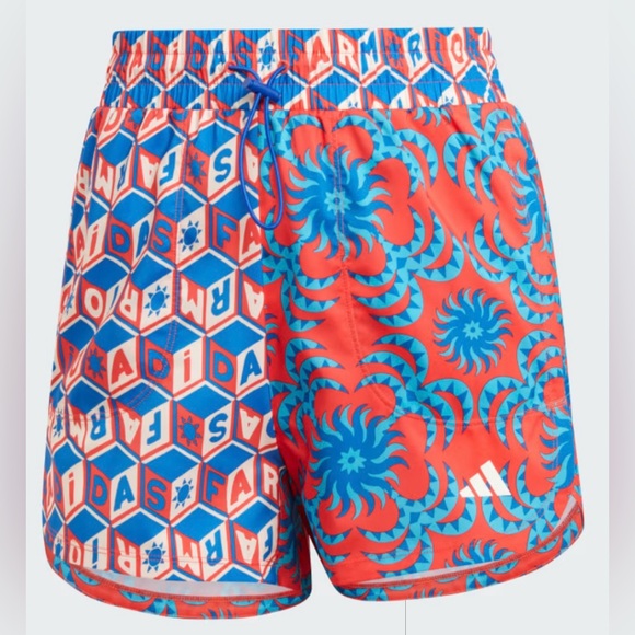 Adidas x FARM Rio Pacer Shorts, Color Bright Red / Signal Cyan, Size M, NWT - Picture 7 of 16